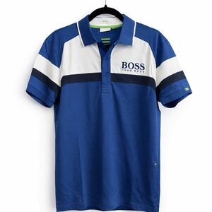 BOSS Hugo Boss Martin Kaymer Golf Polo Shirt Blue Colorblock Performance Men L